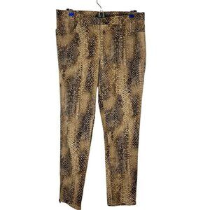Ralph Lauren Pant Women 10 Brown Snakeskin Straight Ankle Neutral Mob Wife 80s